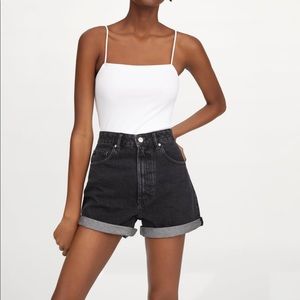 Zara Denim Black Mom Fit Shorts